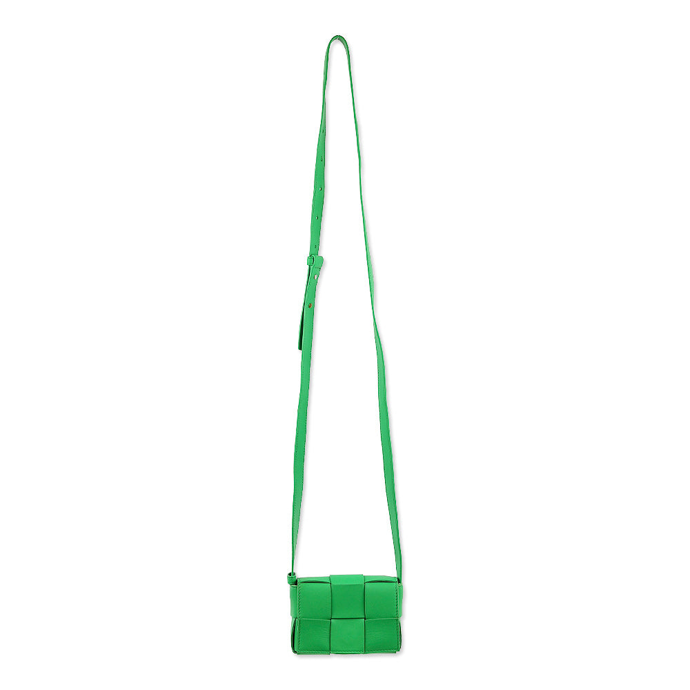 Bottega Veneta Candy Cassette Green Intrecciato Mini Leather Crossbody Bag