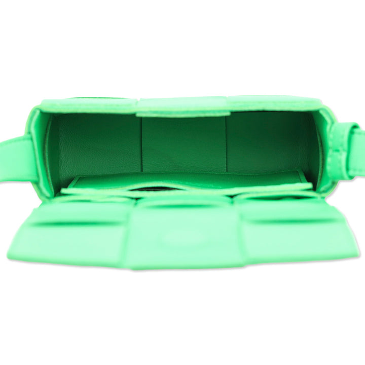 Bottega Veneta Candy Cassette Green Intrecciato Mini Leather Crossbody Bag