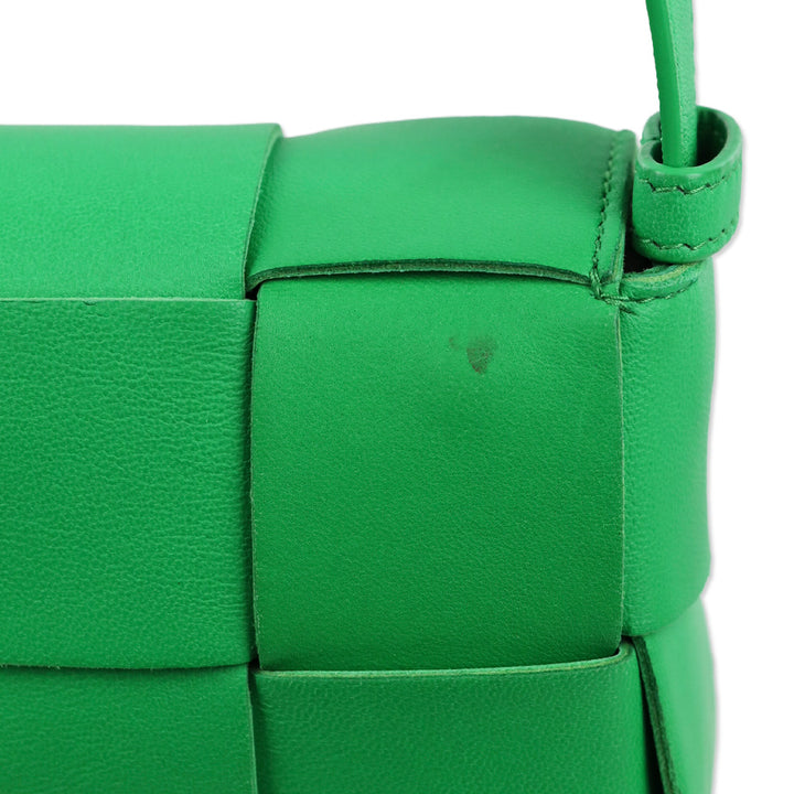 Bottega Veneta Candy Cassette Green Intrecciato Mini Leather Crossbody Bag