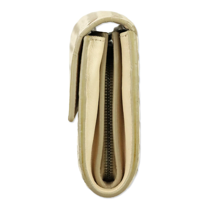 Bottega Veneta Cream Intrecciato Leather Wallet