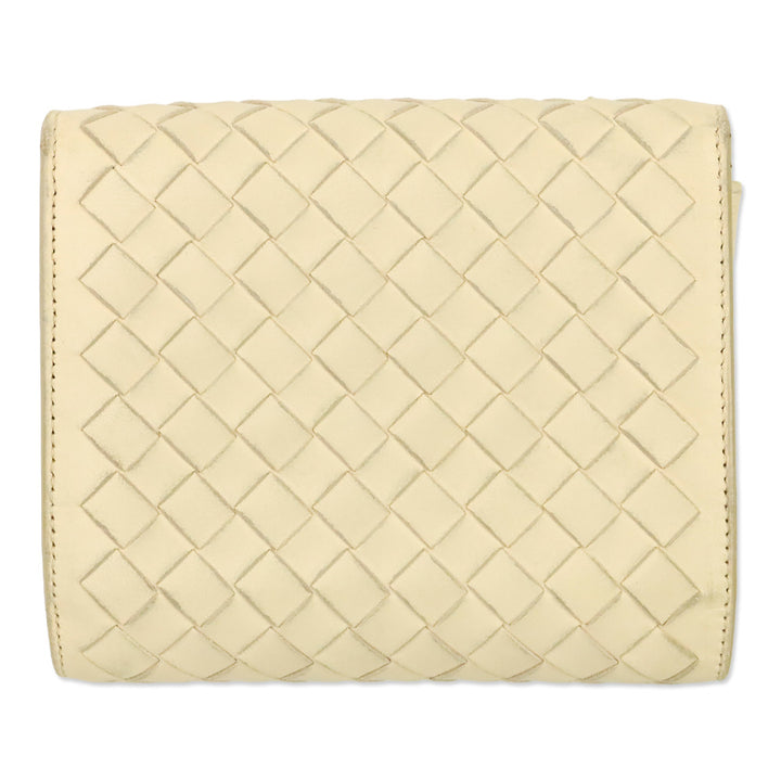 Bottega Veneta Cream Intrecciato Leather Wallet