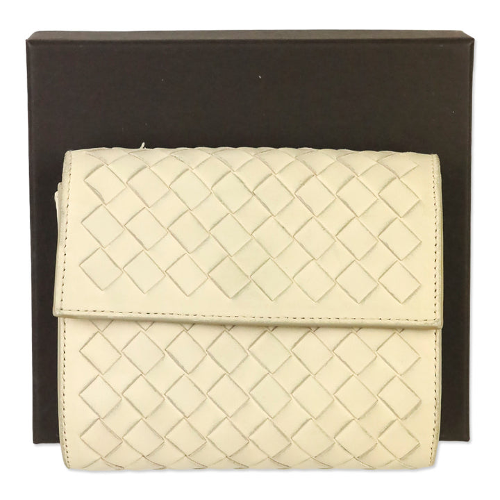 Bottega Veneta Cream Intrecciato Leather Wallet