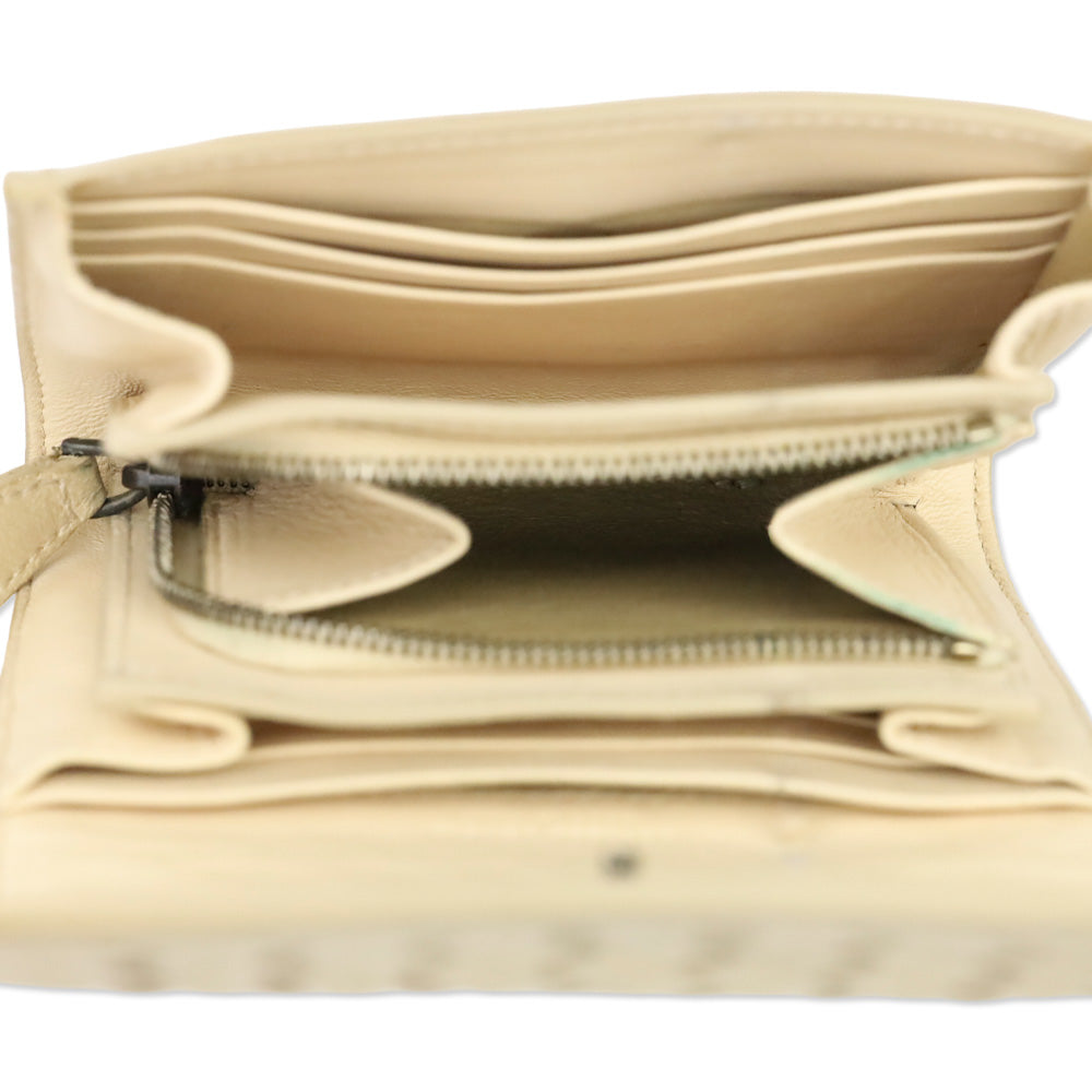 Bottega Veneta Cream Intrecciato Leather Wallet