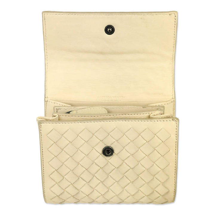 Bottega Veneta Cream Intrecciato Leather Wallet