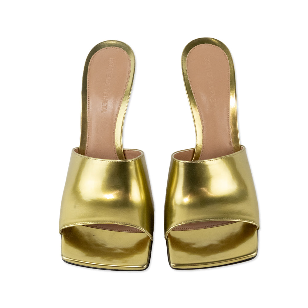 Bottega Veneta Gold Leather Stretch Mule