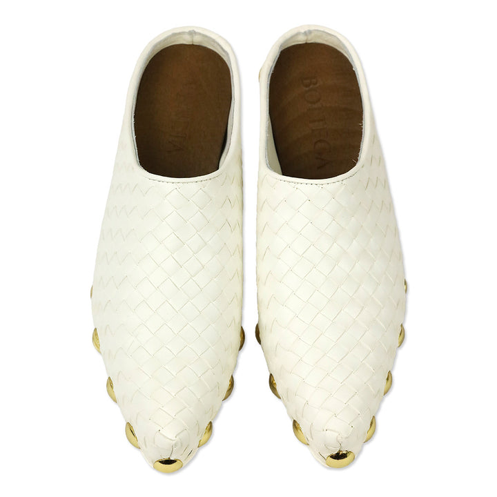 Bottega Veneta Gondola Alabaster Intrecciato Leather Clog Mules