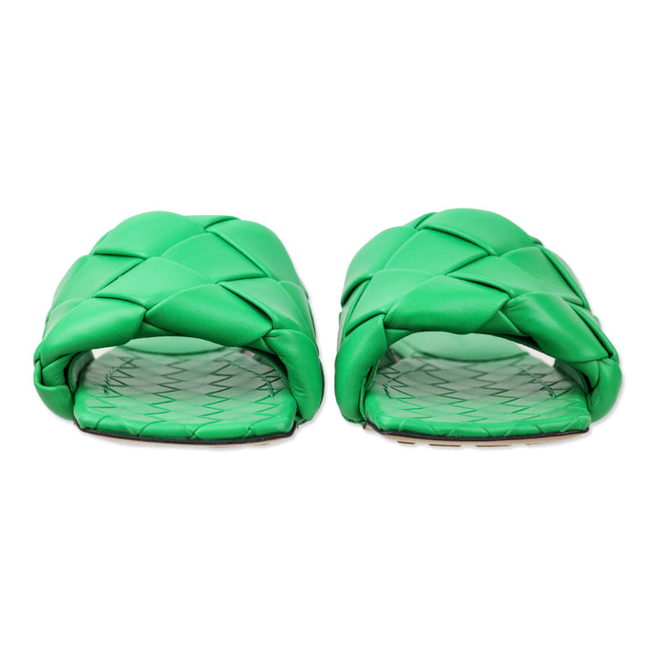 Bottega Veneta Green Intrecciato Leather Lido Flat Sandals