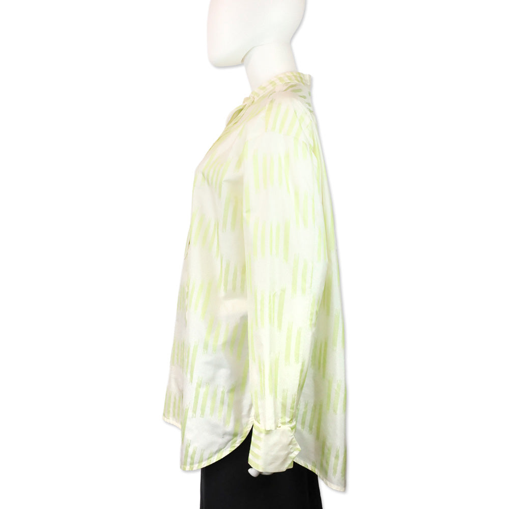 Bottega Veneta Green/Striped Silk Taffeta Irregular Tunic Shirt