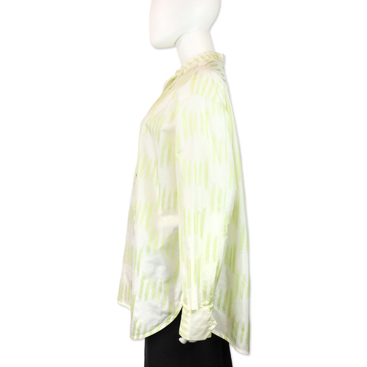 Bottega Veneta Green/Striped Silk Taffeta Irregular Tunic Shirt