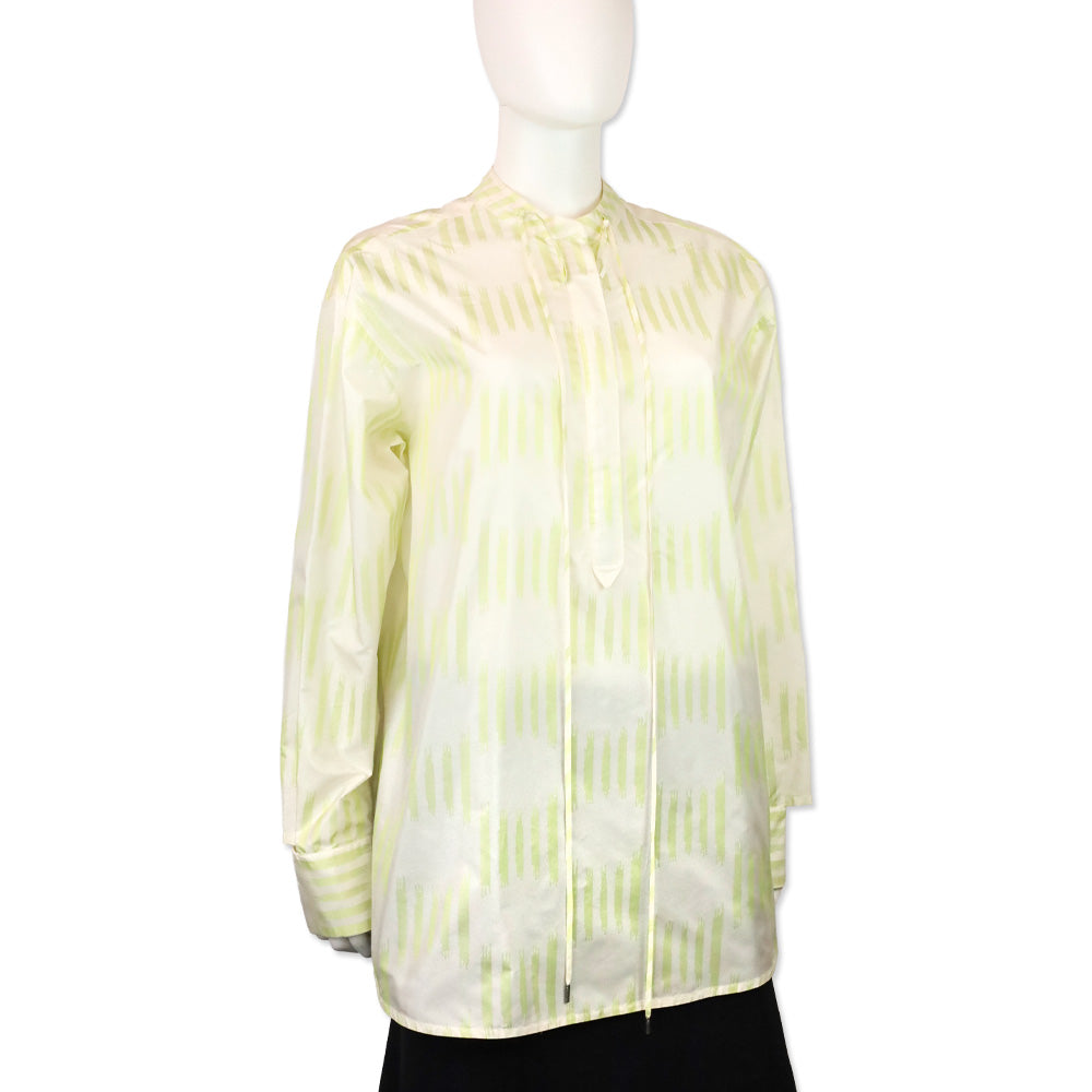 Bottega Veneta Green/Striped Silk Taffeta Irregular Tunic Shirt