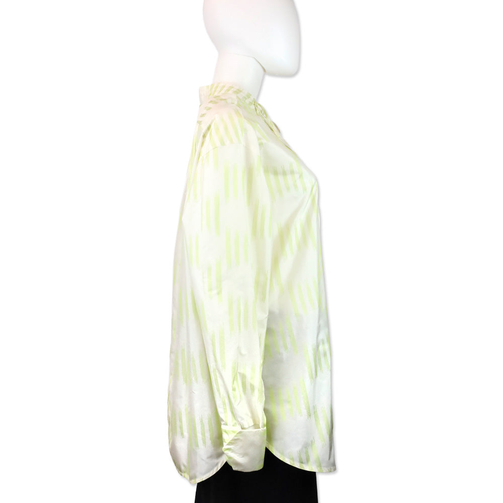 Bottega Veneta Green/Striped Silk Taffeta Irregular Tunic Shirt