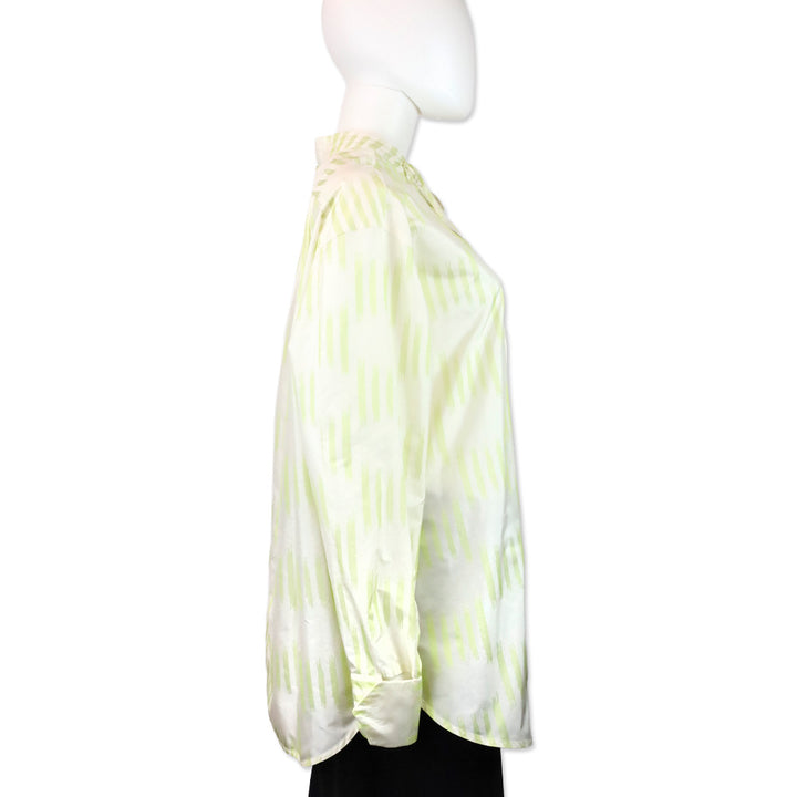 Bottega Veneta Green/Striped Silk Taffeta Irregular Tunic Shirt