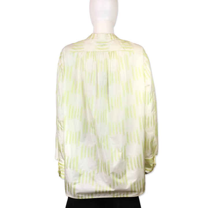 Bottega Veneta Green/Striped Silk Taffeta Irregular Tunic Shirt