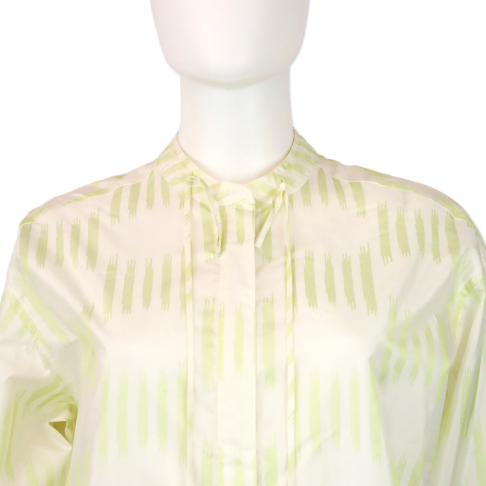 Bottega Veneta Green/Striped Silk Taffeta Irregular Tunic Shirt