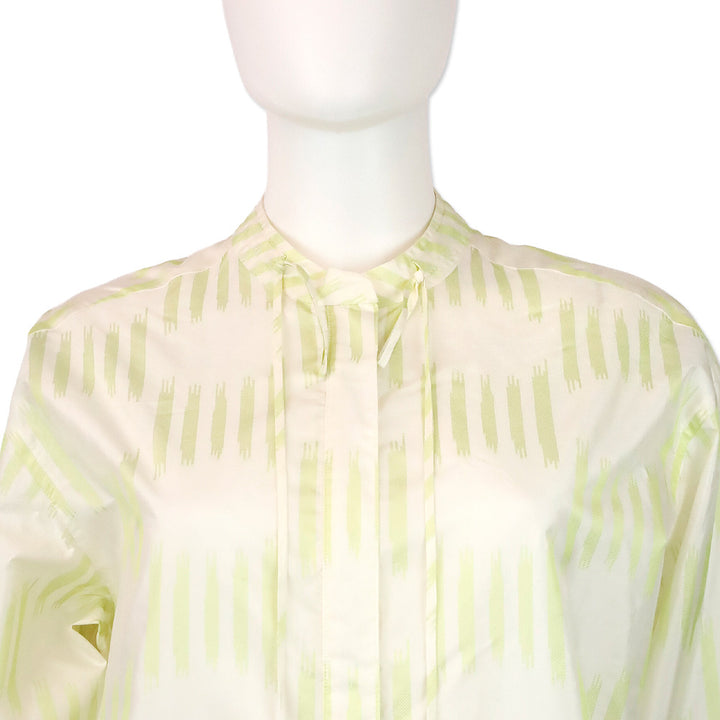 Bottega Veneta Green/Striped Silk Taffeta Irregular Tunic Shirt
