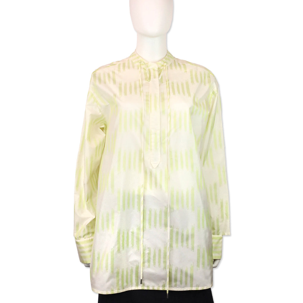 Bottega Veneta Green/Striped Silk Taffeta Irregular Tunic Shirt