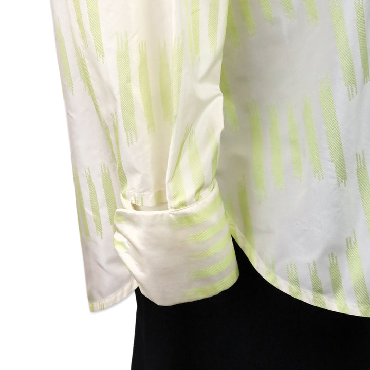 Bottega Veneta Green/Striped Silk Taffeta Irregular Tunic Shirt
