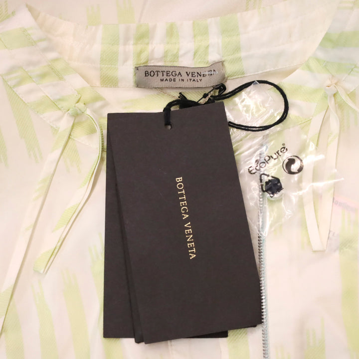 Bottega Veneta Green/Striped Silk Taffeta Irregular Tunic Shirt