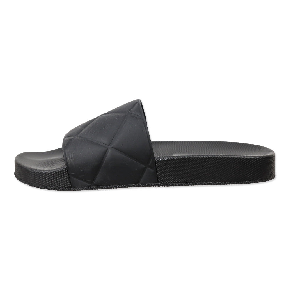 Bottega Veneta Matte Black Quilted Rubber Slides