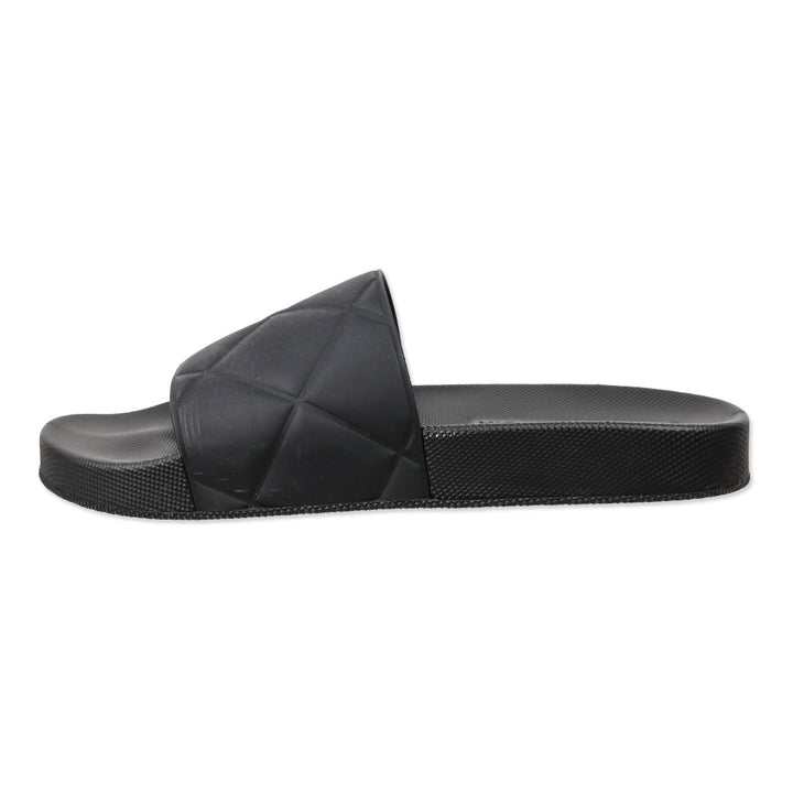 Bottega Veneta Matte Black Quilted Rubber Slides
