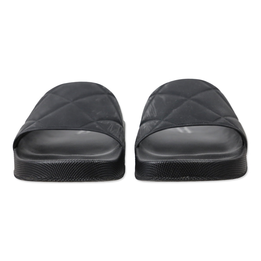 Bottega Veneta Matte Black Quilted Rubber Slides
