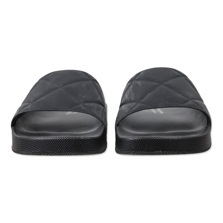 Bottega Veneta Matte Black Quilted Rubber Slides