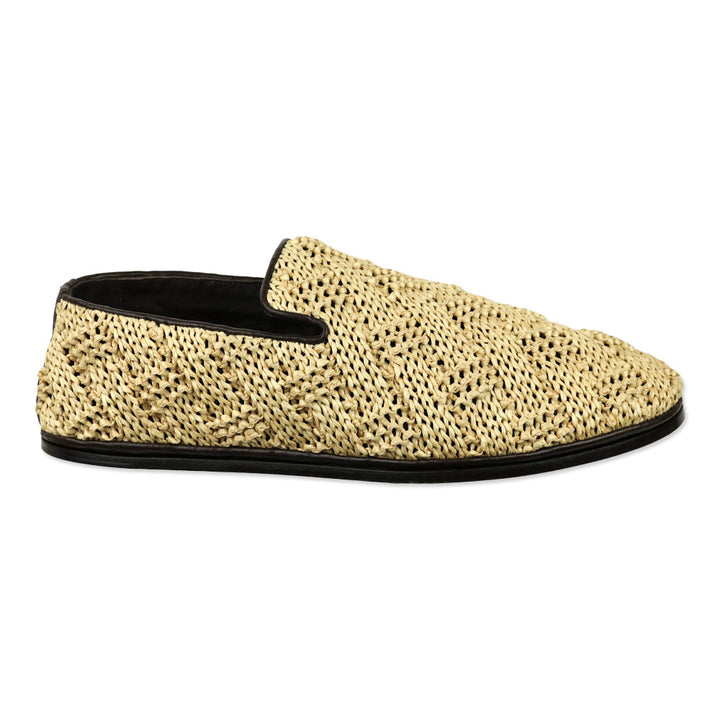 Bottega Veneta Natural/Fondant Sunday Raffia Slipper