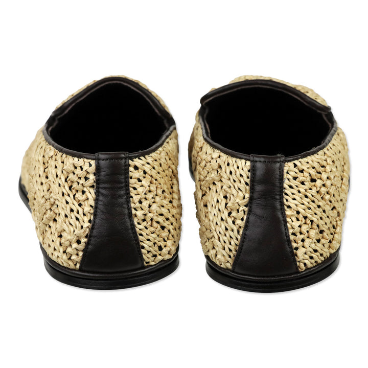 Bottega Veneta Natural/Fondant Sunday Raffia Slipper