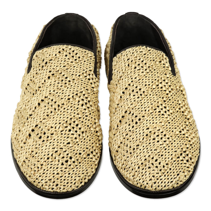 Bottega Veneta Natural/Fondant Sunday Raffia Slipper