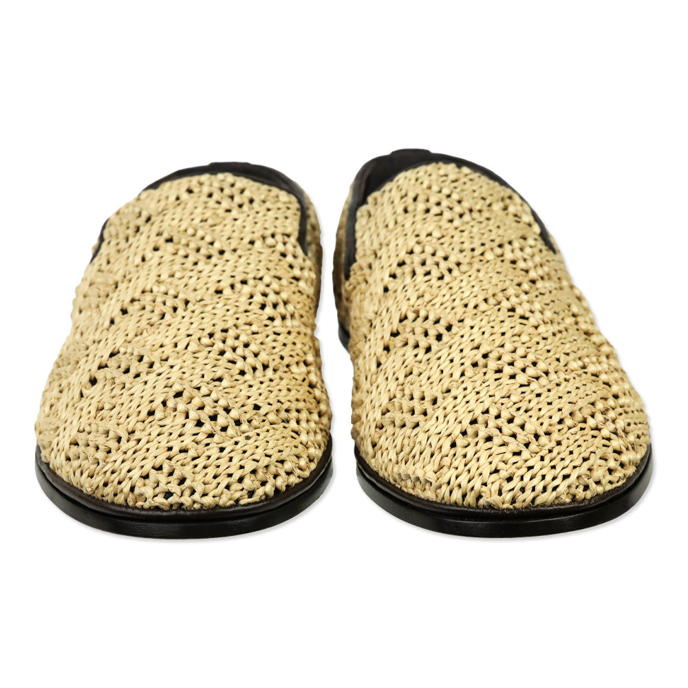 Bottega Veneta Natural/Fondant Sunday Raffia Slipper