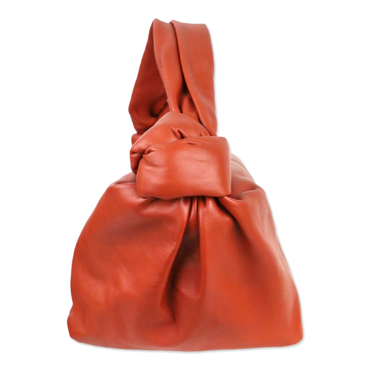 Bottega Veneta Orange Calf Leather Double Knot Mini Shoulder Bag