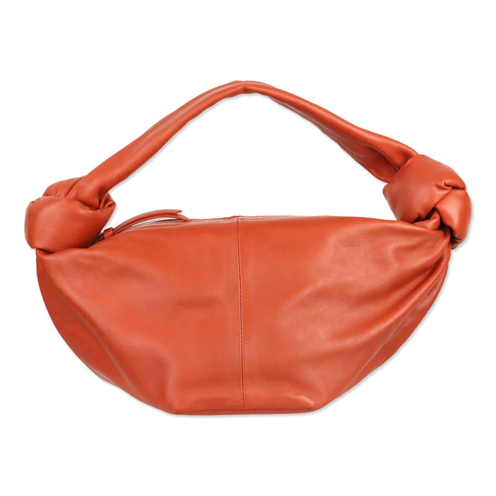 Bottega Veneta Orange Calf Leather Double Knot Mini Shoulder Bag