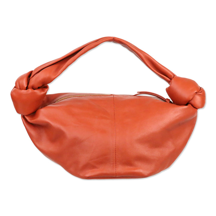 Bottega Veneta Orange Calf Leather Double Knot Mini Shoulder Bag