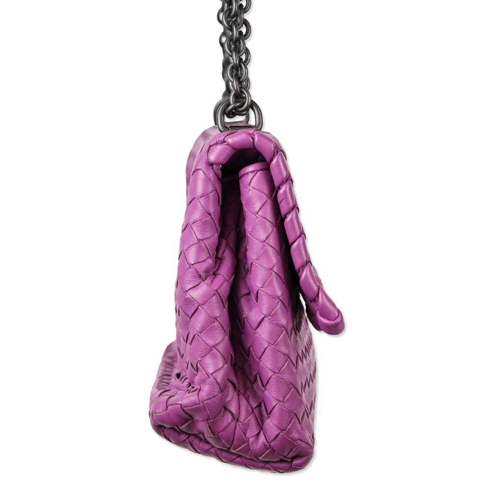 Bottega Veneta Purple Intercciato Olimpia Shoulder Bag