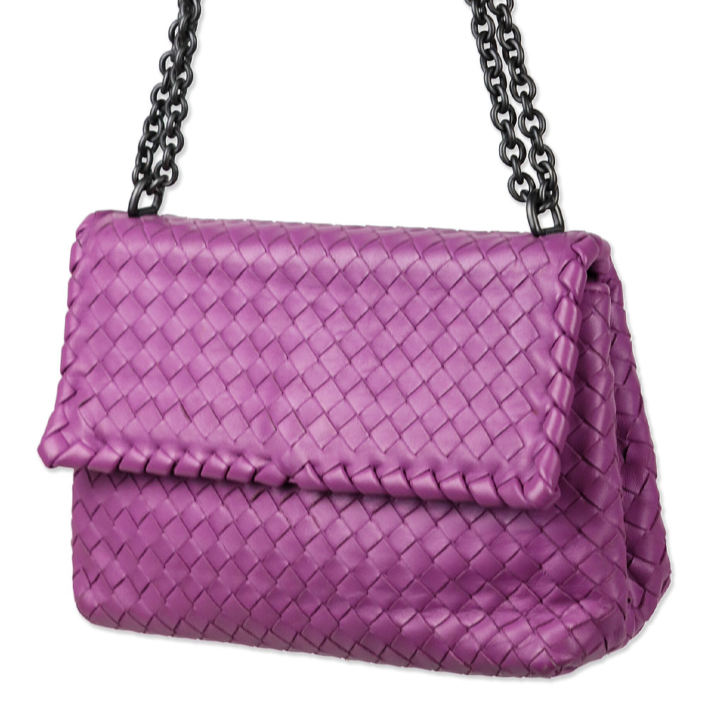 Bottega Veneta Purple Intercciato Olimpia Shoulder Bag