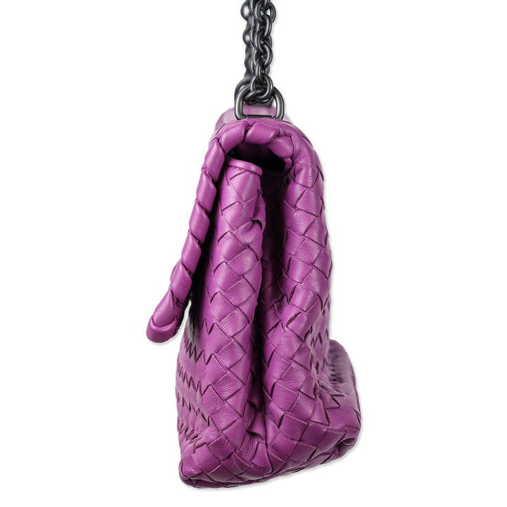Bottega Veneta Purple Intercciato Olimpia Shoulder Bag