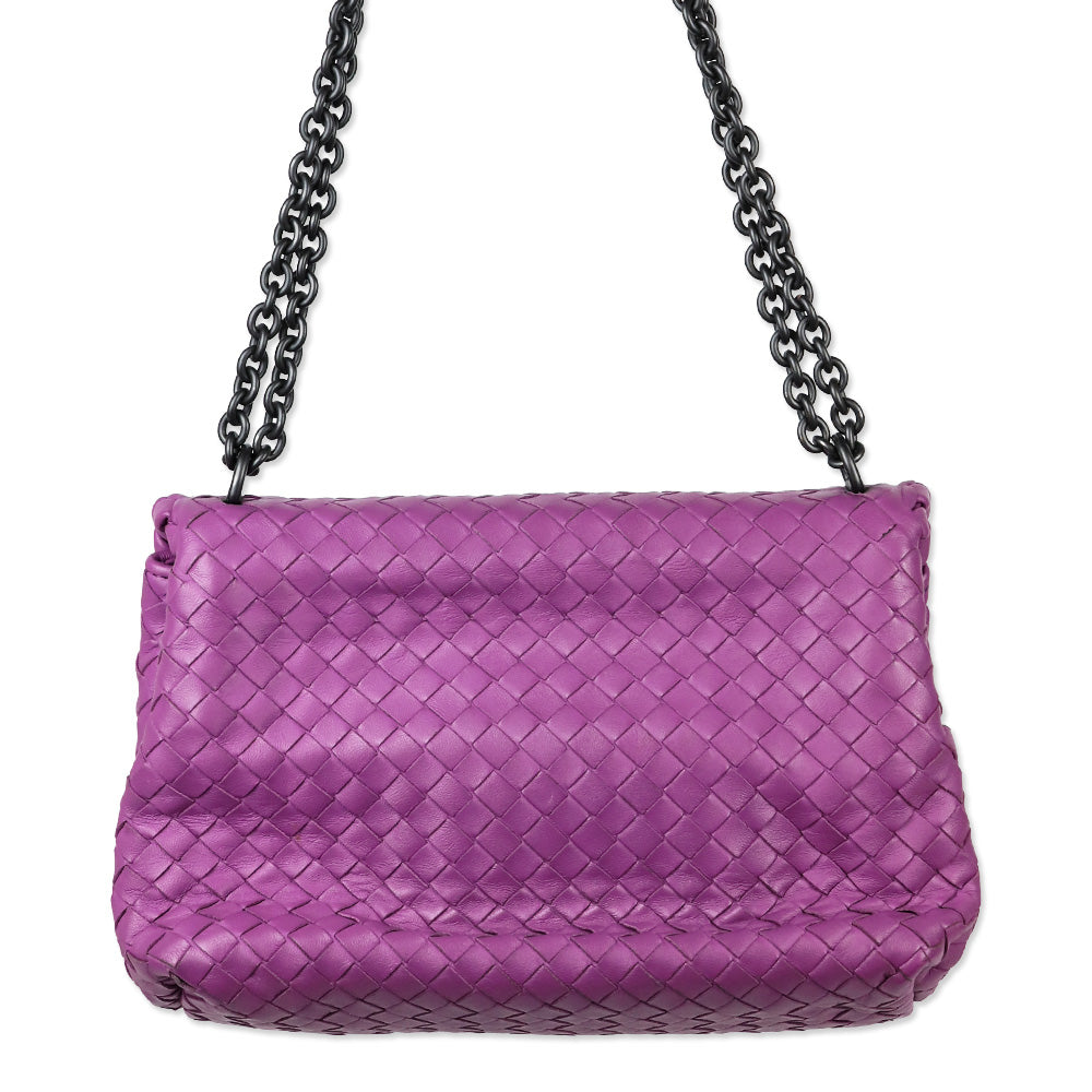 Bottega Veneta Purple Intercciato Olimpia Shoulder Bag