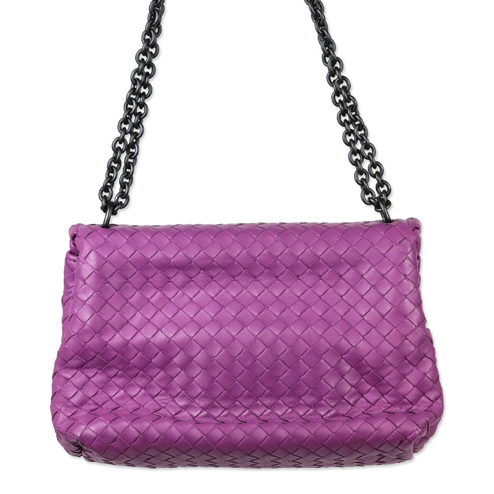 Bottega Veneta Purple Intercciato Olimpia Shoulder Bag