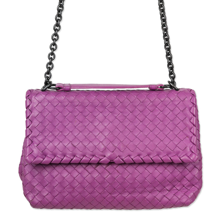 Bottega Veneta Purple Intercciato Olimpia Shoulder Bag