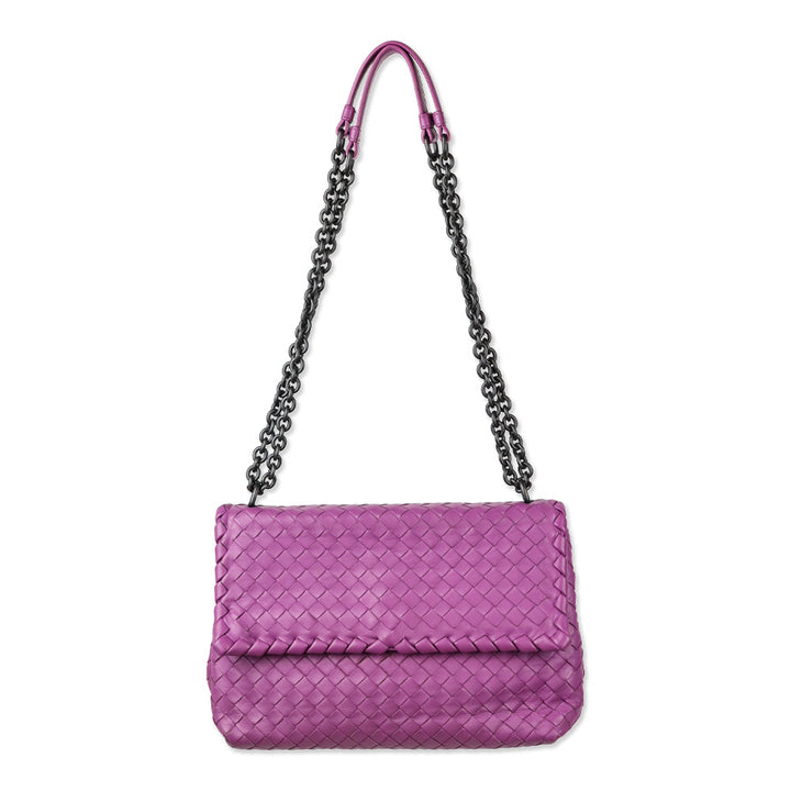 Bottega Veneta Purple Intercciato Olimpia Shoulder Bag