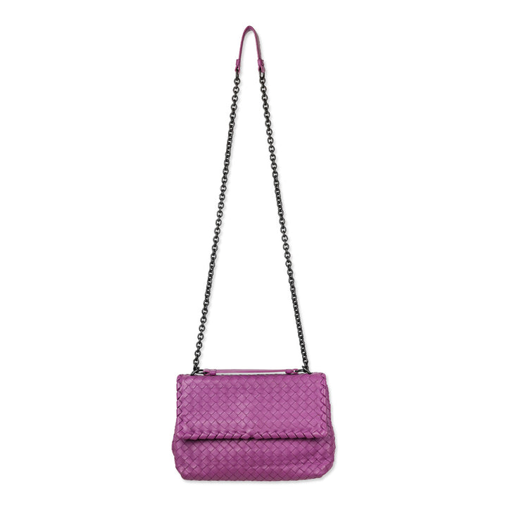 Bottega Veneta Purple Intercciato Olimpia Shoulder Bag