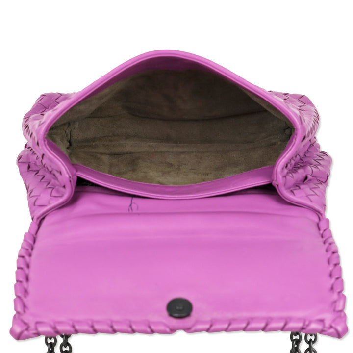 Bottega Veneta Purple Intercciato Olimpia Shoulder Bag