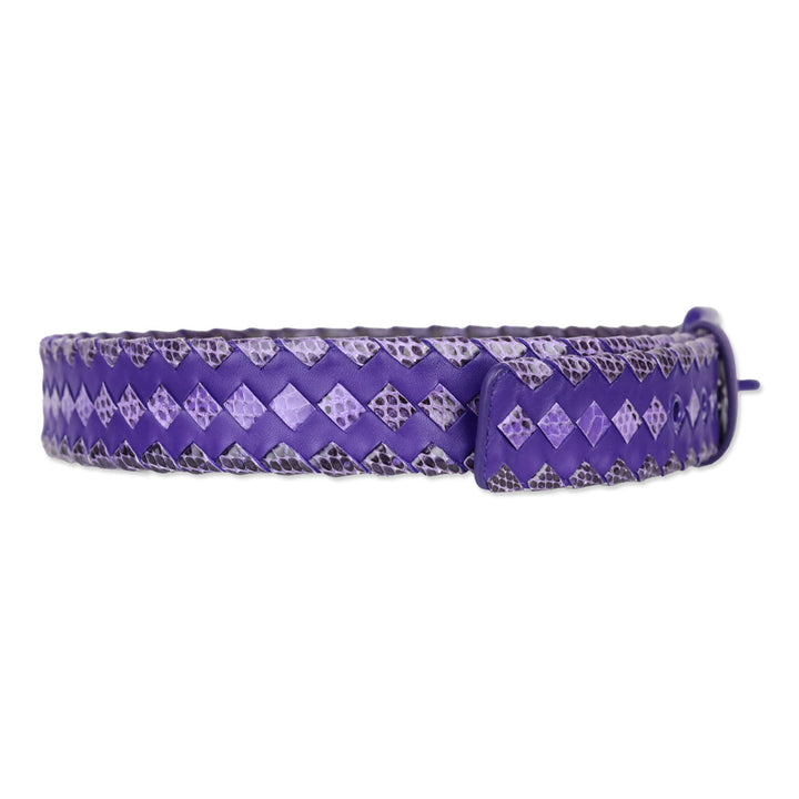 Bottega Veneta Purple Intrecciato Weave Leather Belt