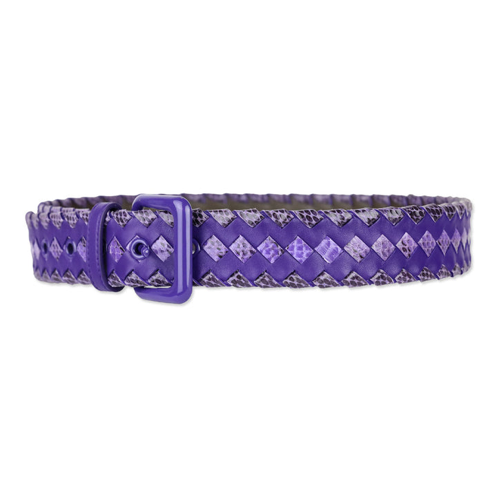 Bottega Veneta Purple Intrecciato Weave Leather Belt