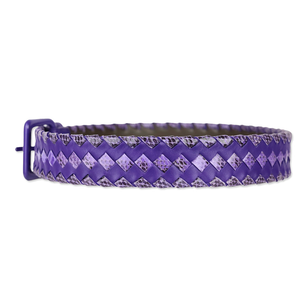 Bottega Veneta Purple Intrecciato Weave Leather Belt