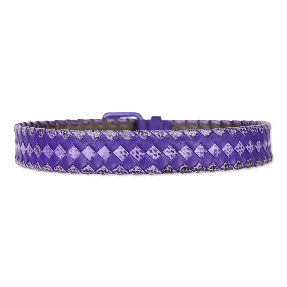 Bottega Veneta Purple Intrecciato Weave Leather Belt