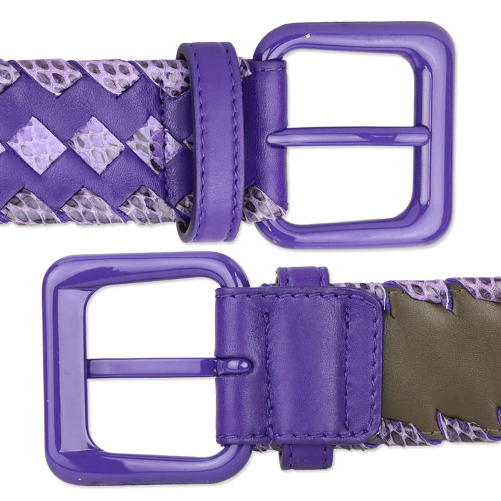 Bottega Veneta Purple Intrecciato Weave Leather Belt