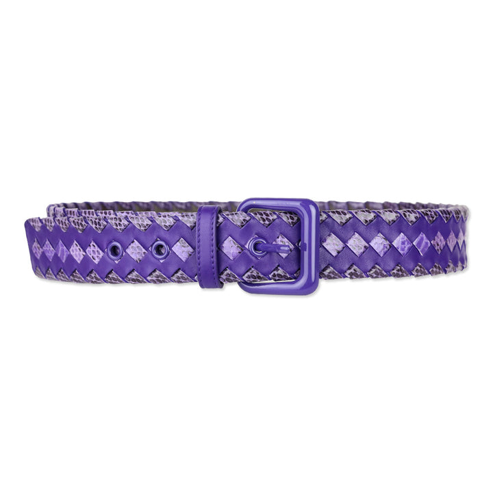 Bottega Veneta Purple Intrecciato Weave Leather Belt