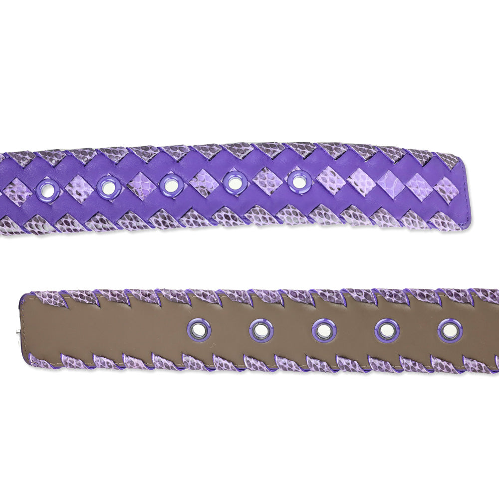 Bottega Veneta Purple Intrecciato Weave Leather Belt
