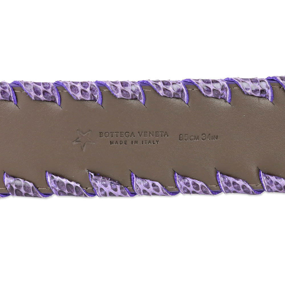 Bottega Veneta Purple Intrecciato Weave Leather Belt